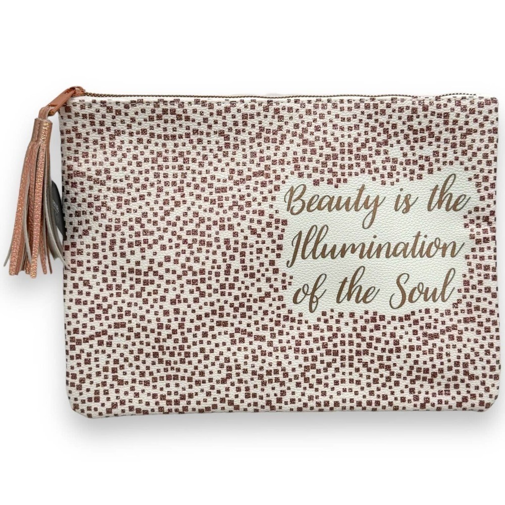 🍀 Avenue Printed "Beauty is The Illumination of Your Soul" Travel Makeup Bag